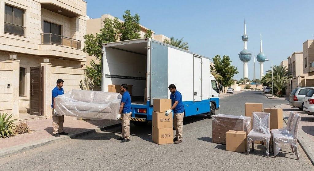 فريق عمل محترف يقوم بتغليف ونقل الأثاث بعناية فائقة ضمن خدمات نقل أثاث في القصيم لضمان حماية الممتلكات ووصولها بأمان تام وبدون أي خدوش.
